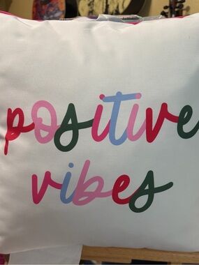 Positive Vibes / Smiley Face Decorative Throw Pillow